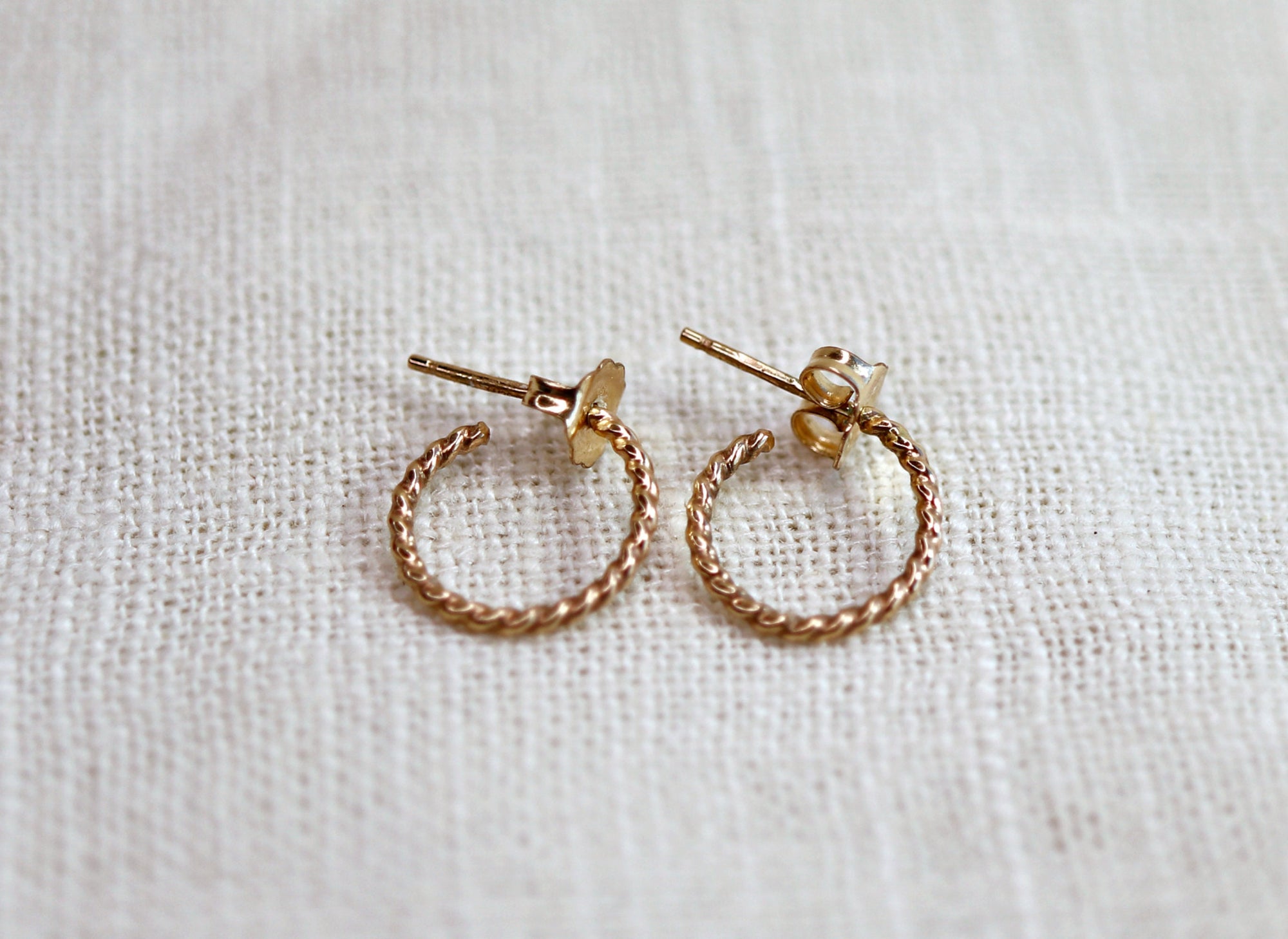 Gold Twisted Hoop Earrings, Dainty Gold Hoop Earrings