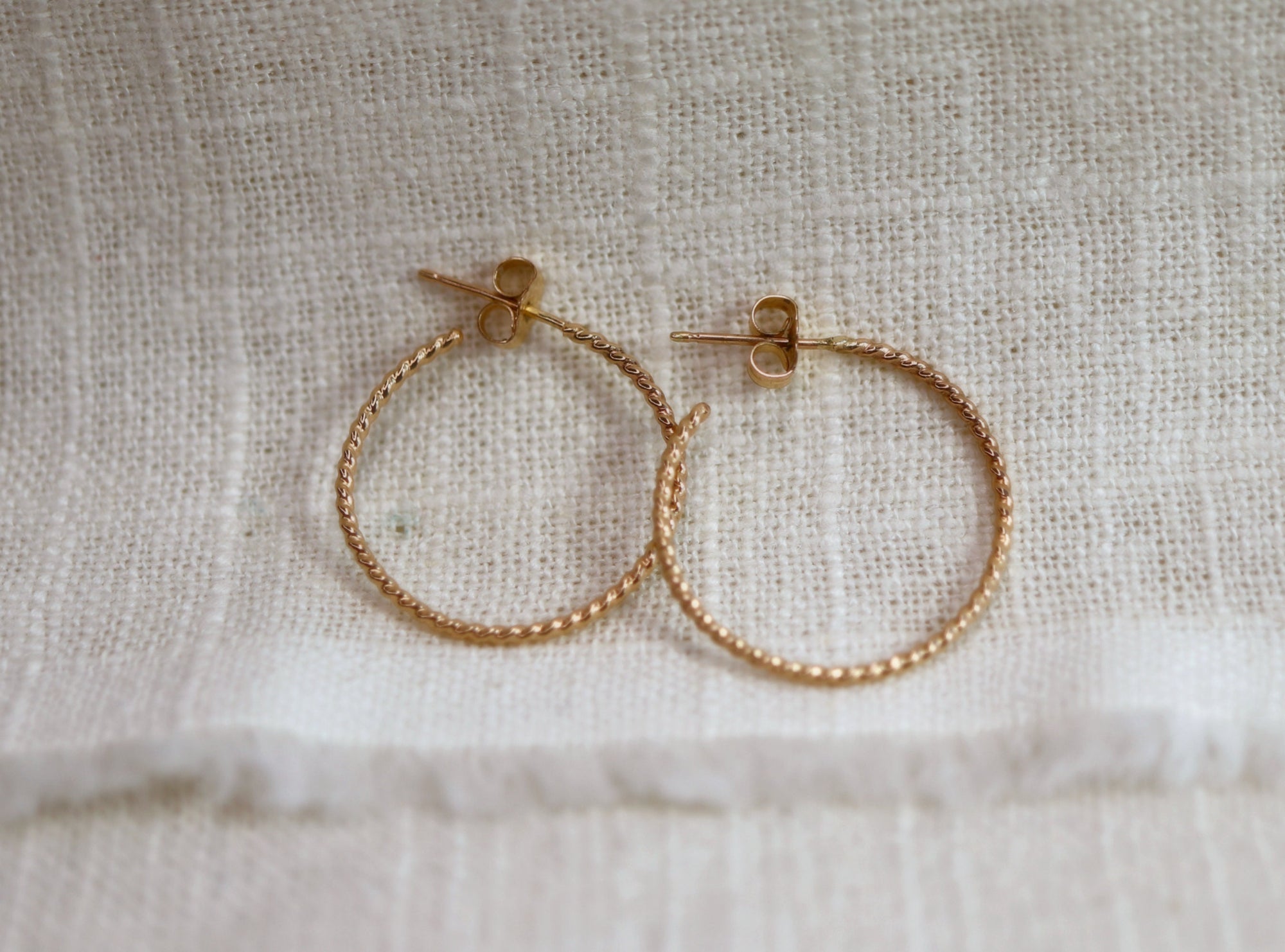 Gold Twisted Hoop Earrings, Dainty Gold Hoop Earrings