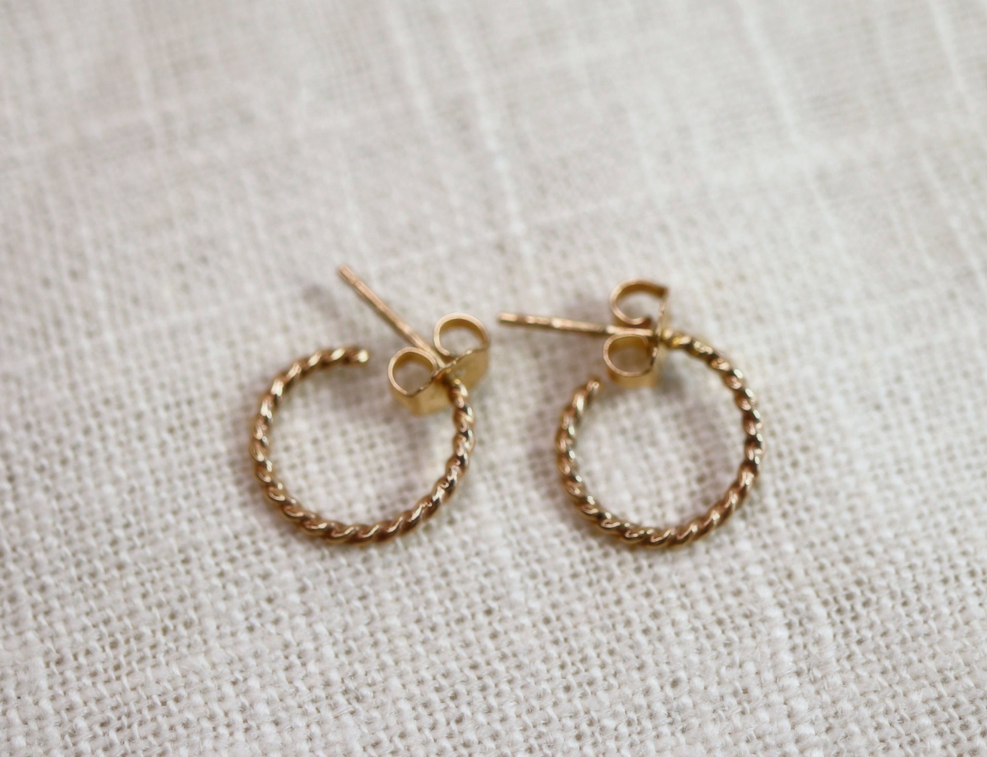 Gold Twisted Hoop Earrings, Dainty Gold Hoop Earrings