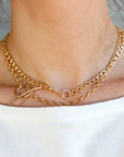 Gold Statement Toggle Necklace, Toggle Choker