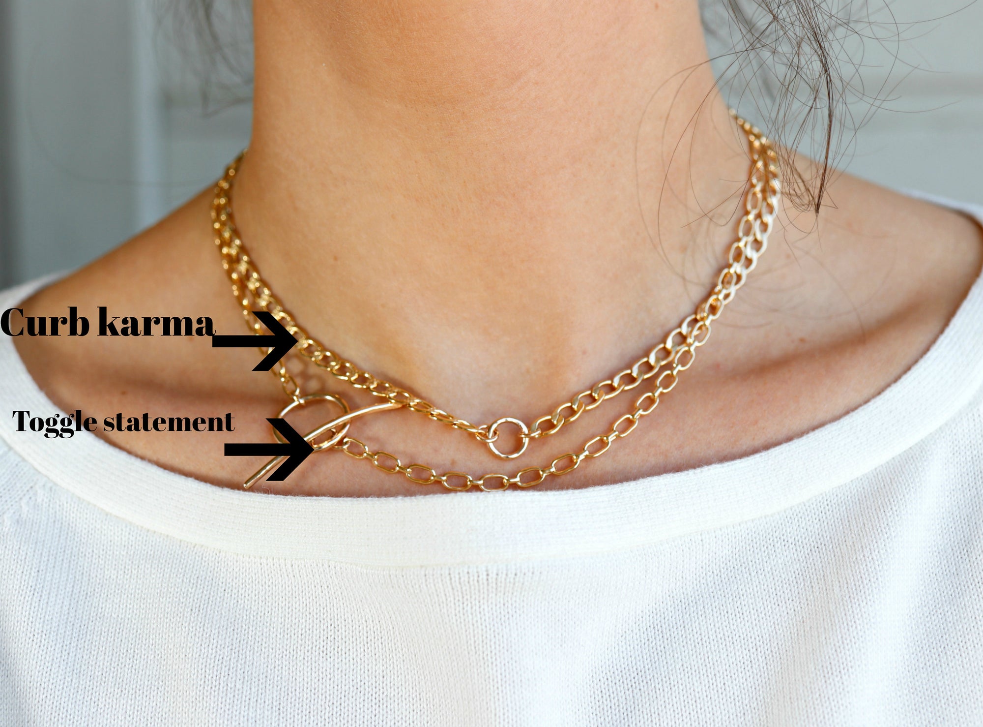 Gold Statement Toggle Necklace, Toggle Choker