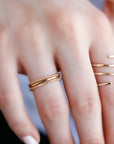 14K Solid Gold Hammered Dainty Thin Ring - Melt'm Jewelry