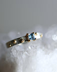 Princess Cut Aquamarine Ring Mixed Metal Gold and Silver