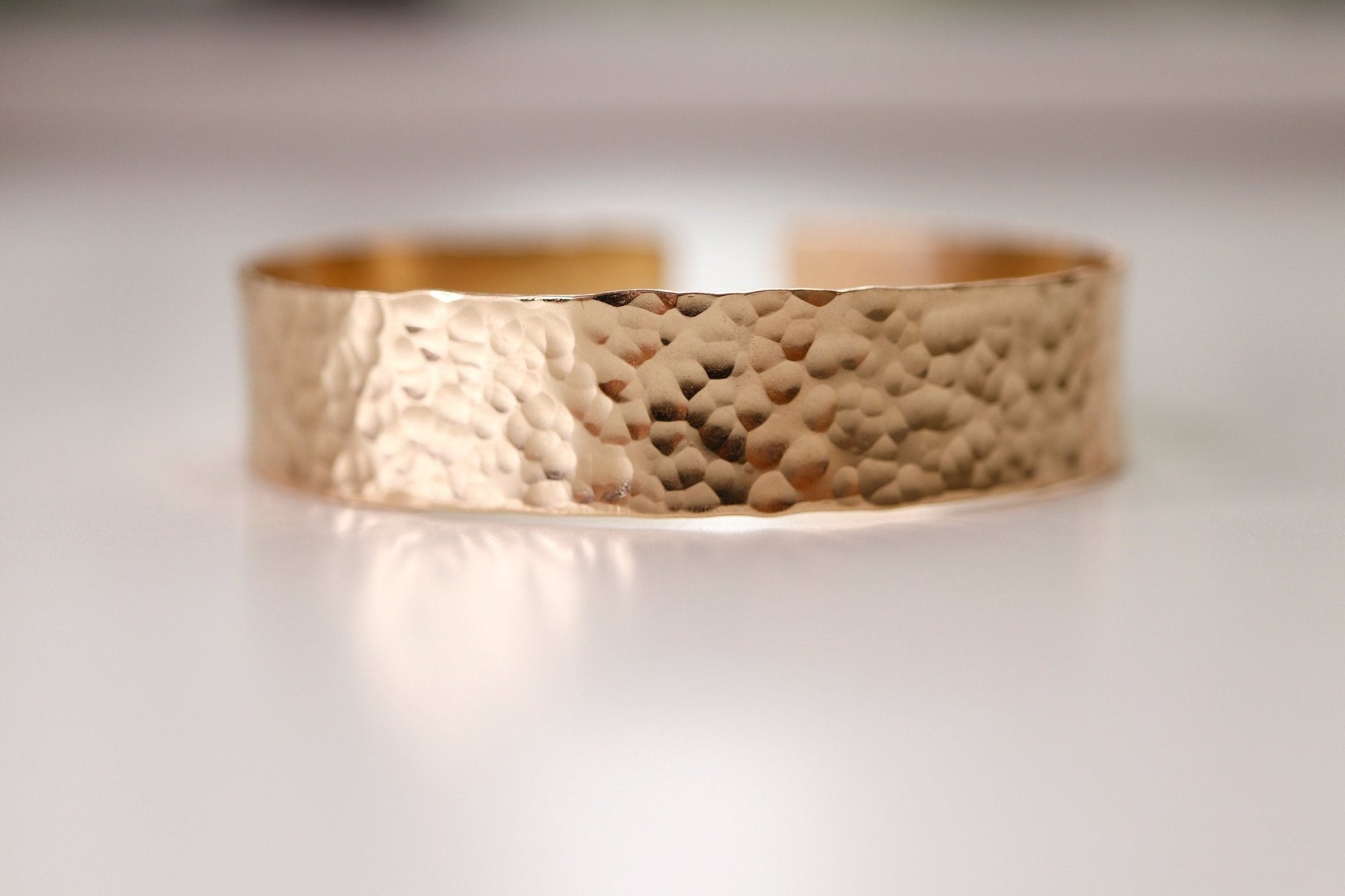 Wide Hammered Gold Cuff Bracelet Personalized - Melt'm Jewelry