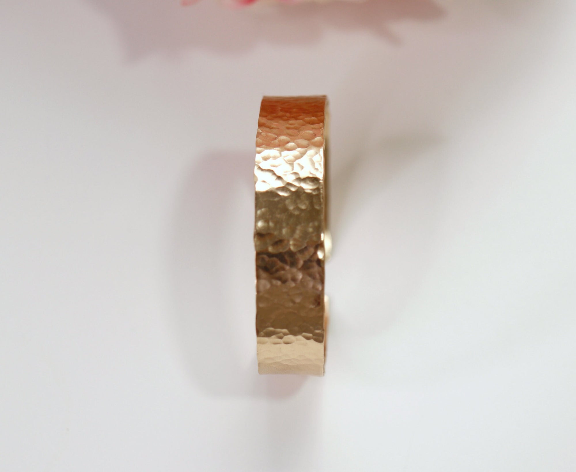 Wide Hammered Gold Cuff Bracelet Personalized