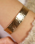 Wide Hammered Gold Cuff Bracelet Personalized