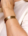 Wide Hammered Gold Cuff Bracelet Personalized