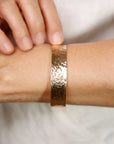 Wide Hammered Gold Cuff Bracelet Personalized - Melt'm Jewelry
