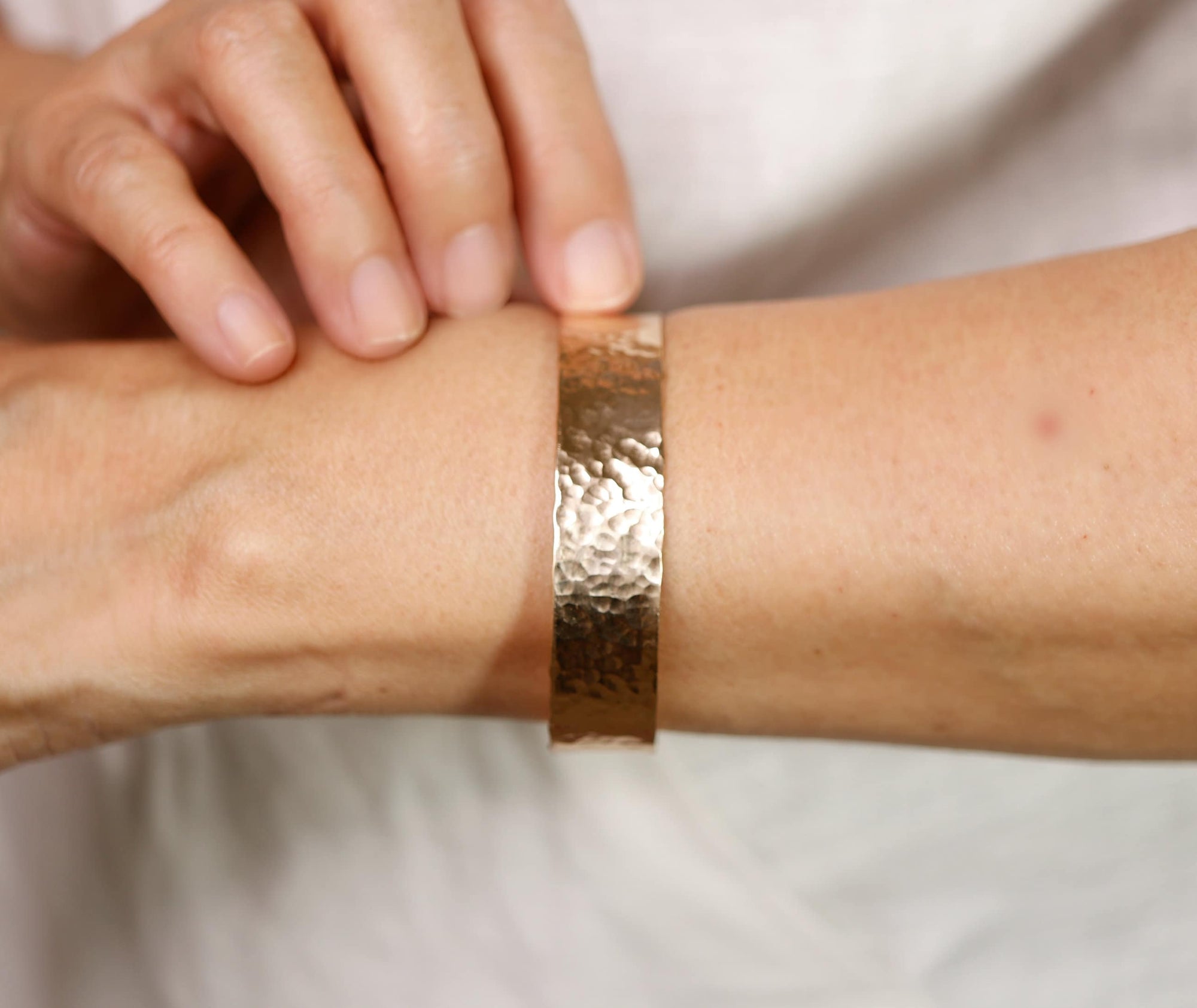 Wide Hammered Gold Cuff Bracelet Personalized - Melt'm Jewelry