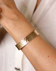 Wide Hammered Gold Cuff Bracelet Personalized