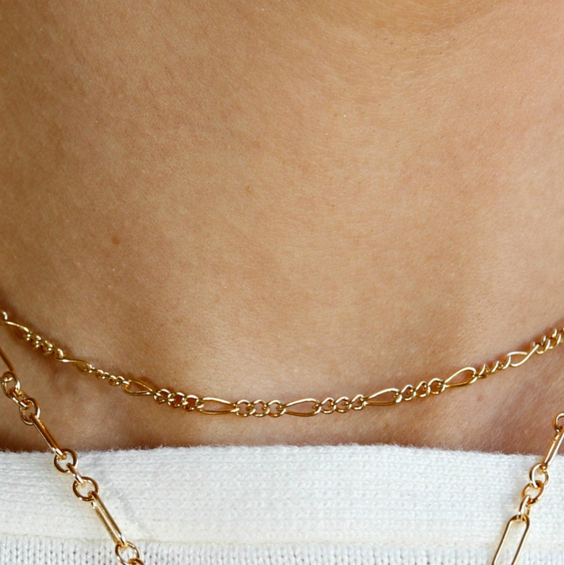 Gold Dainty Figaro Chain Choker Necklace - Melt'm Jewelry