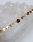 Gold Coin Chain Garnet Necklace, Garnet Choker