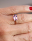 Emerald Cut Amethyst Ring in 14k Rose Gold or Yellow Gold