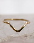 Gold Filled Chevron Ring, Curved Band Ring