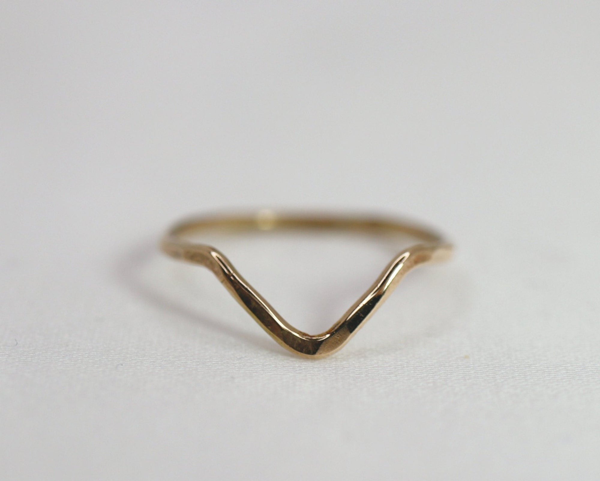 Gold Filled Chevron Ring, Curved Band Ring - Melt'm Jewelry
