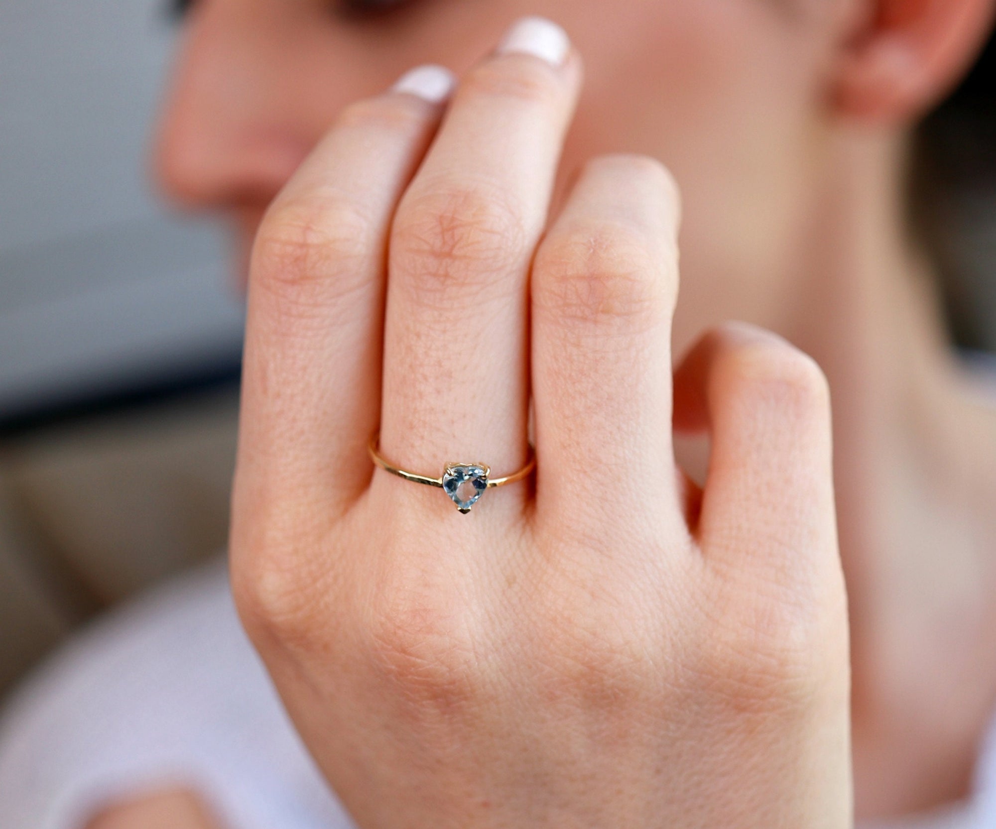 Heart Cut Aquamarine Ring 14k Gold