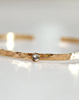 Aquamarine Cuff Bracelet, Hammered Gold Filled Cuff Bracelet