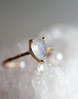 14k Gold Pear Cut Rainbow Moonstone Ring - Melt'm Jewelry