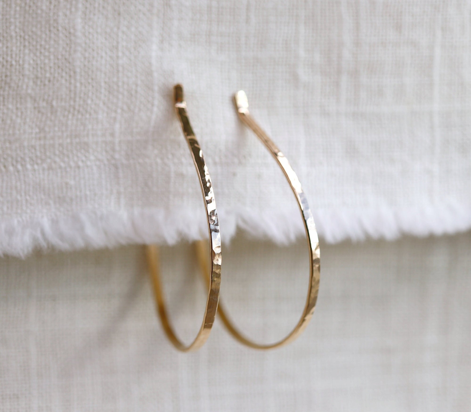 Hammered Gold Large Hoop Earrings