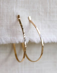 Hammered Gold Large Hoop Earrings