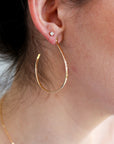 Hammered Gold Large Hoop Earrings