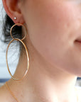 Extra Large Double Hoop Earrings, Silver or Gold Filled