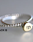 Solid 14k Gold Rustic Pebble Ring, Silver Band Gold Initial Ring - Melt'm Jewelry