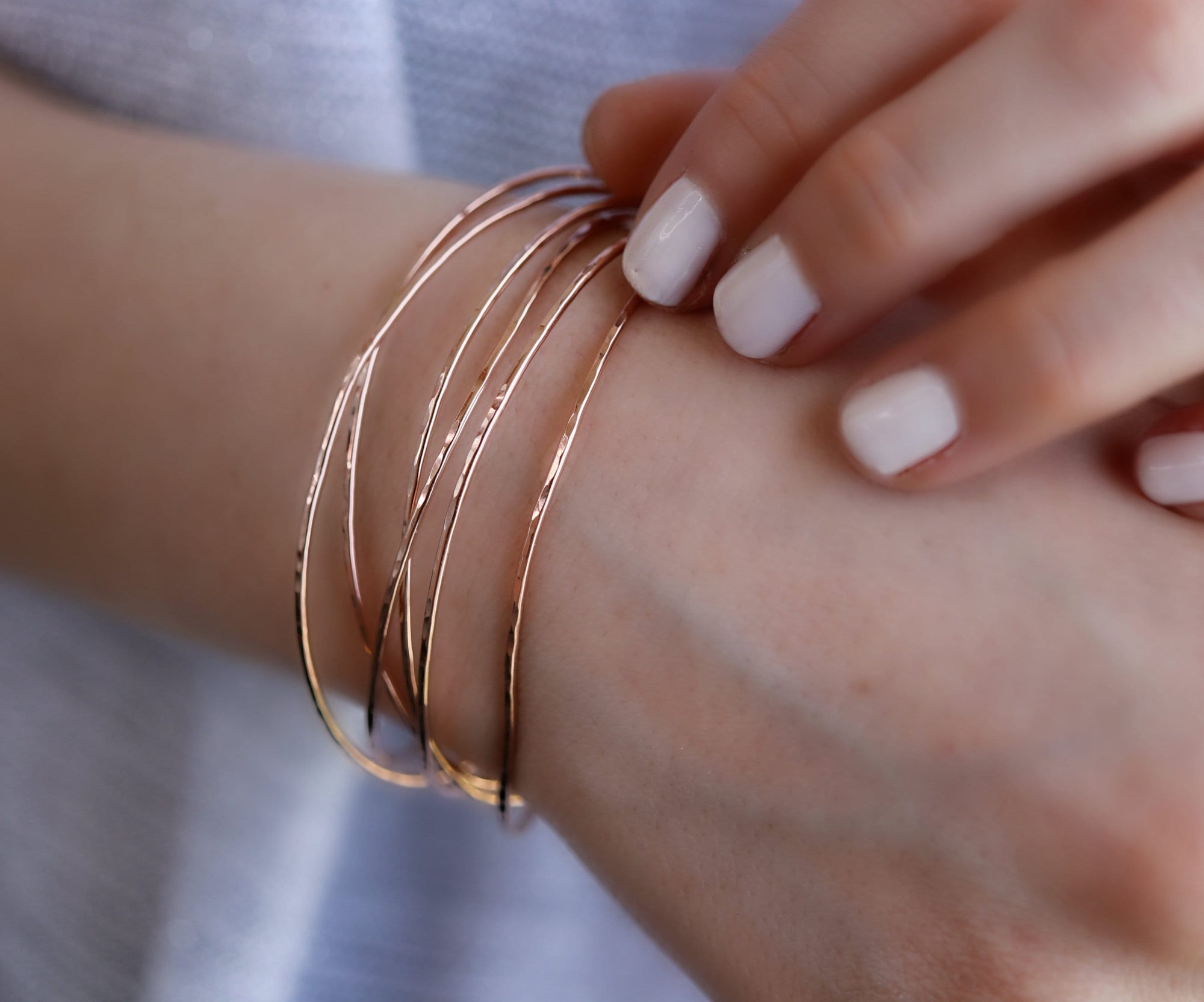 Rose Gold Hammered Open Cuff Bracelet - Melt'm Jewelry