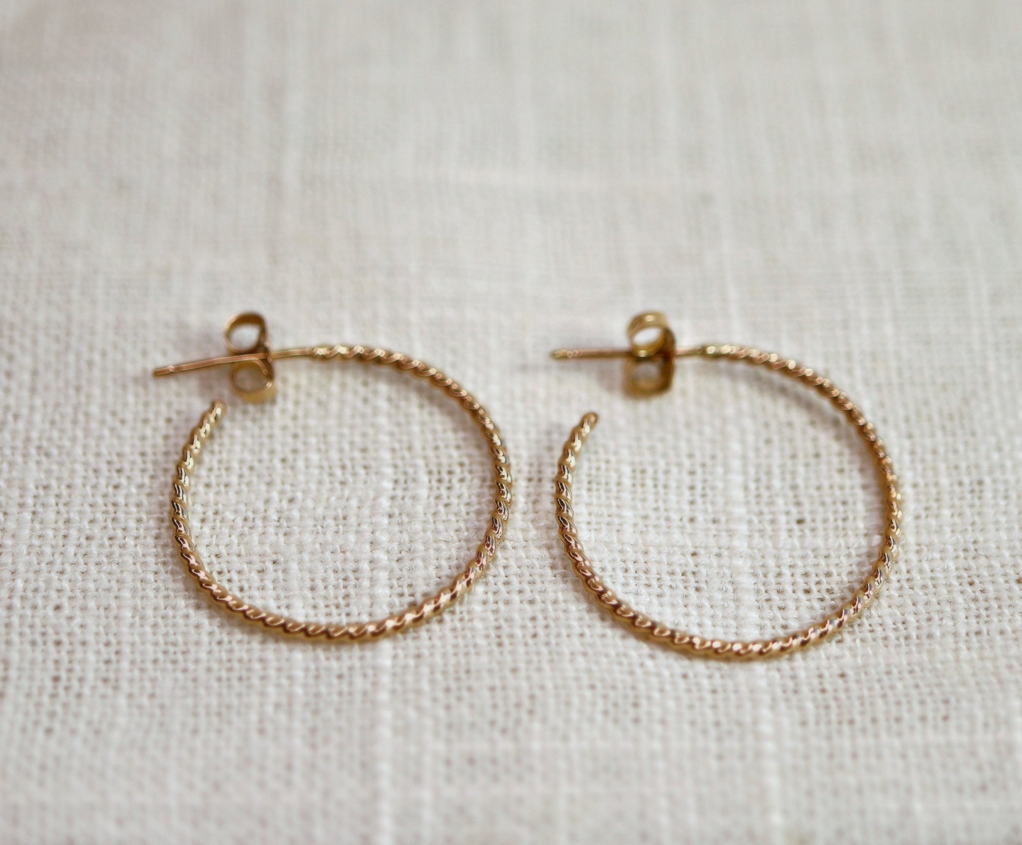 Gold Twisted Hoop Earrings, Dainty Gold Hoop Earrings