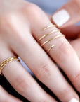 Solid Gold Hammered Dainty Thin Ring