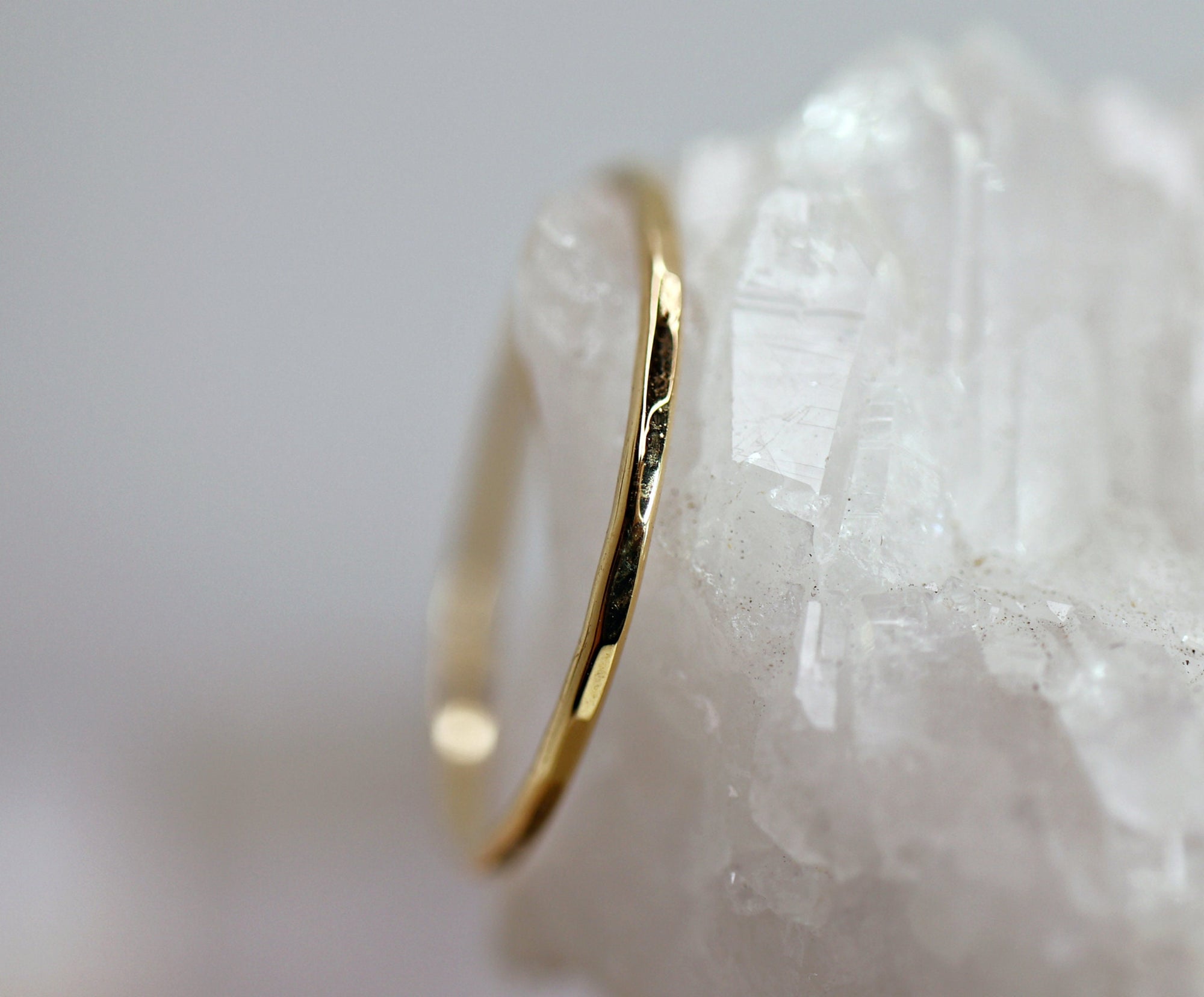 Solid Gold Hammered Dainty Thin Ring