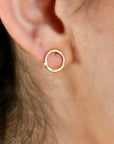 Hammered Gold Circle Stud Earrings