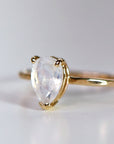 14k Gold Pear Cut Rainbow Moonstone Ring