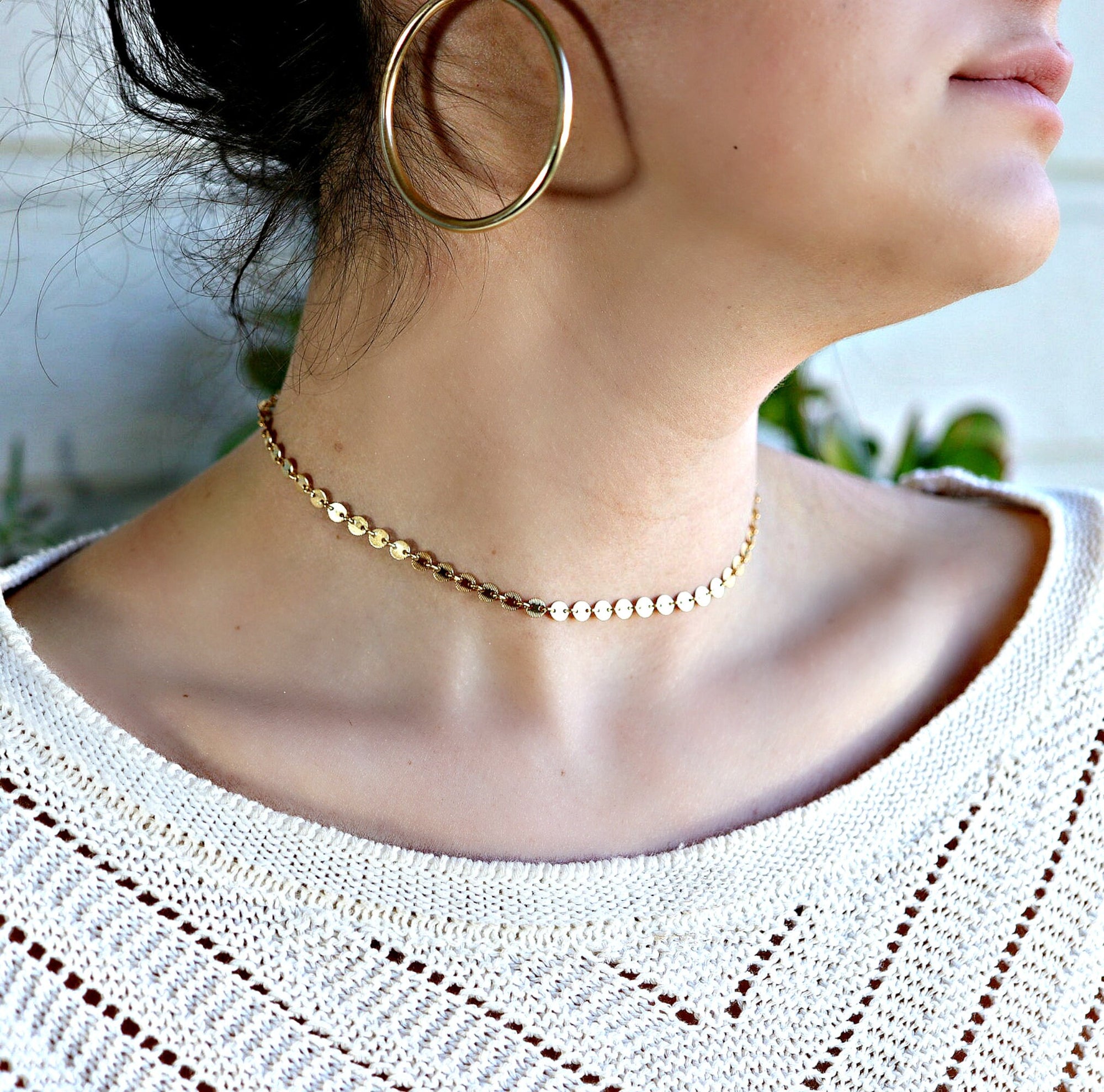 Gold Coin Disc Choker - Melt'm Jewelry