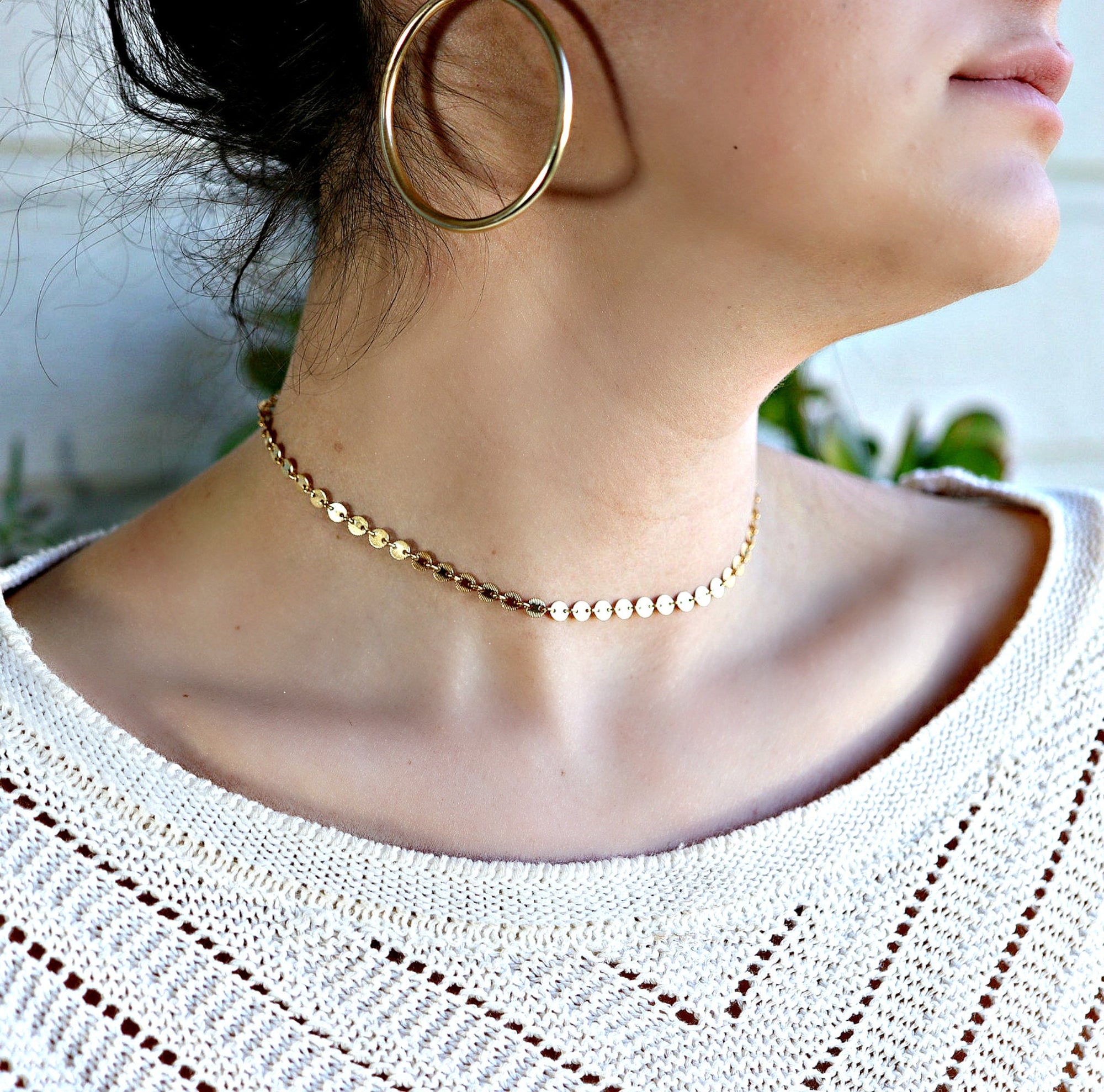 Gold Coin Disc Choker - Melt'm Jewelry