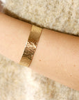 Wide Hammered Gold Cuff Bracelet Personalized