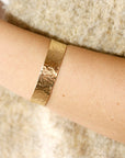 Wide Hammered Gold Cuff Bracelet Personalized - Melt'm Jewelry