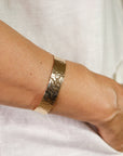 Wide Hammered Gold Cuff Bracelet Personalized