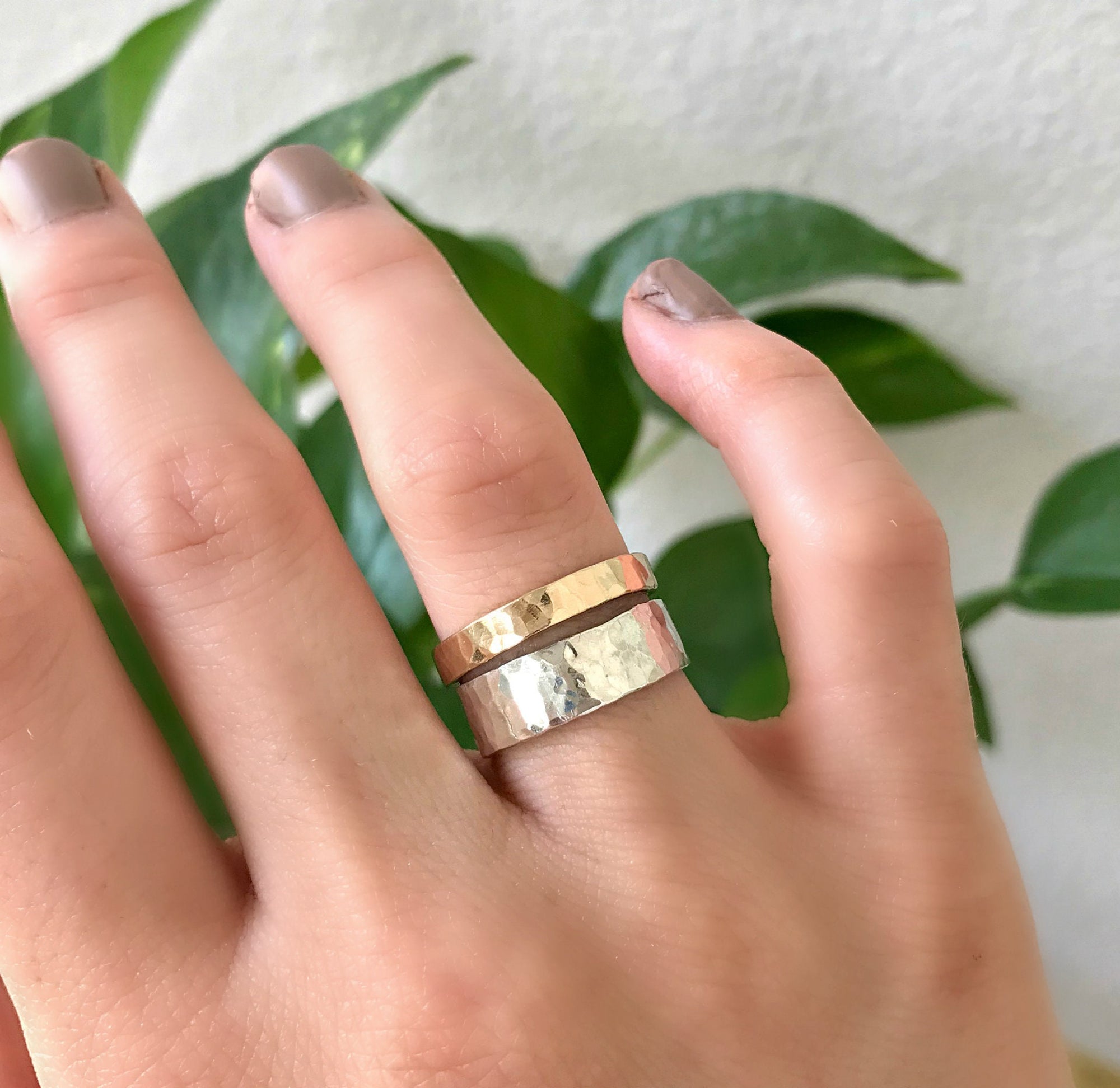 6mm Large Hammered Sterling Silver Band