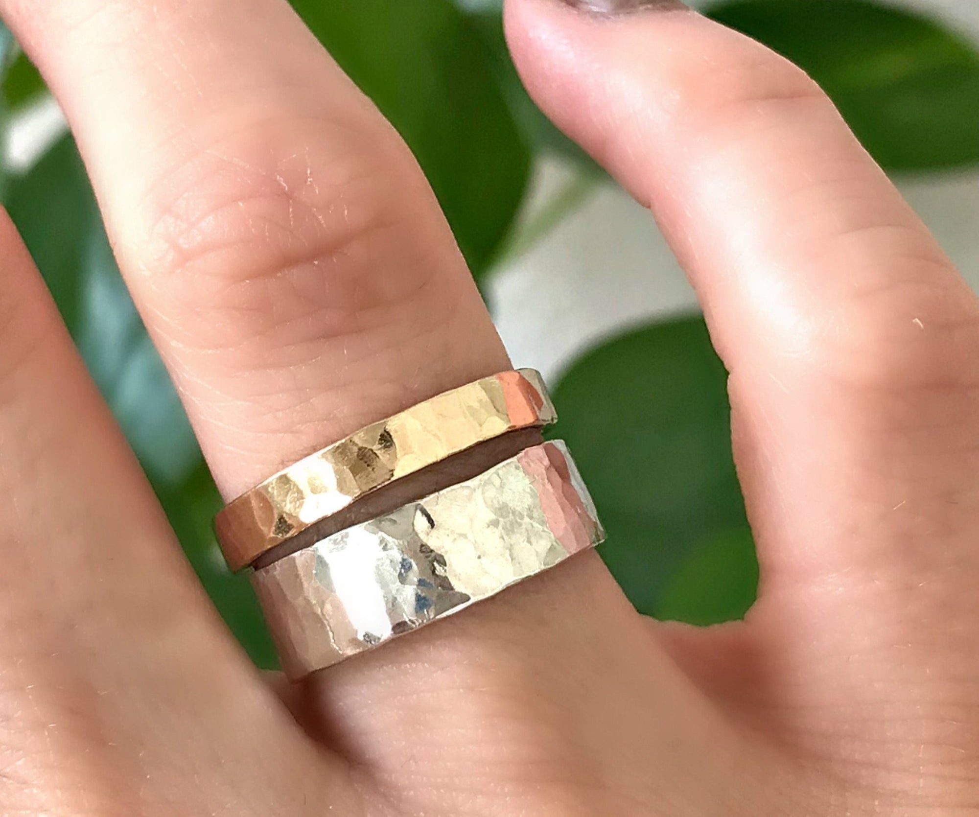6mm Large Hammered Sterling Silver Band - Melt'm Jewelry