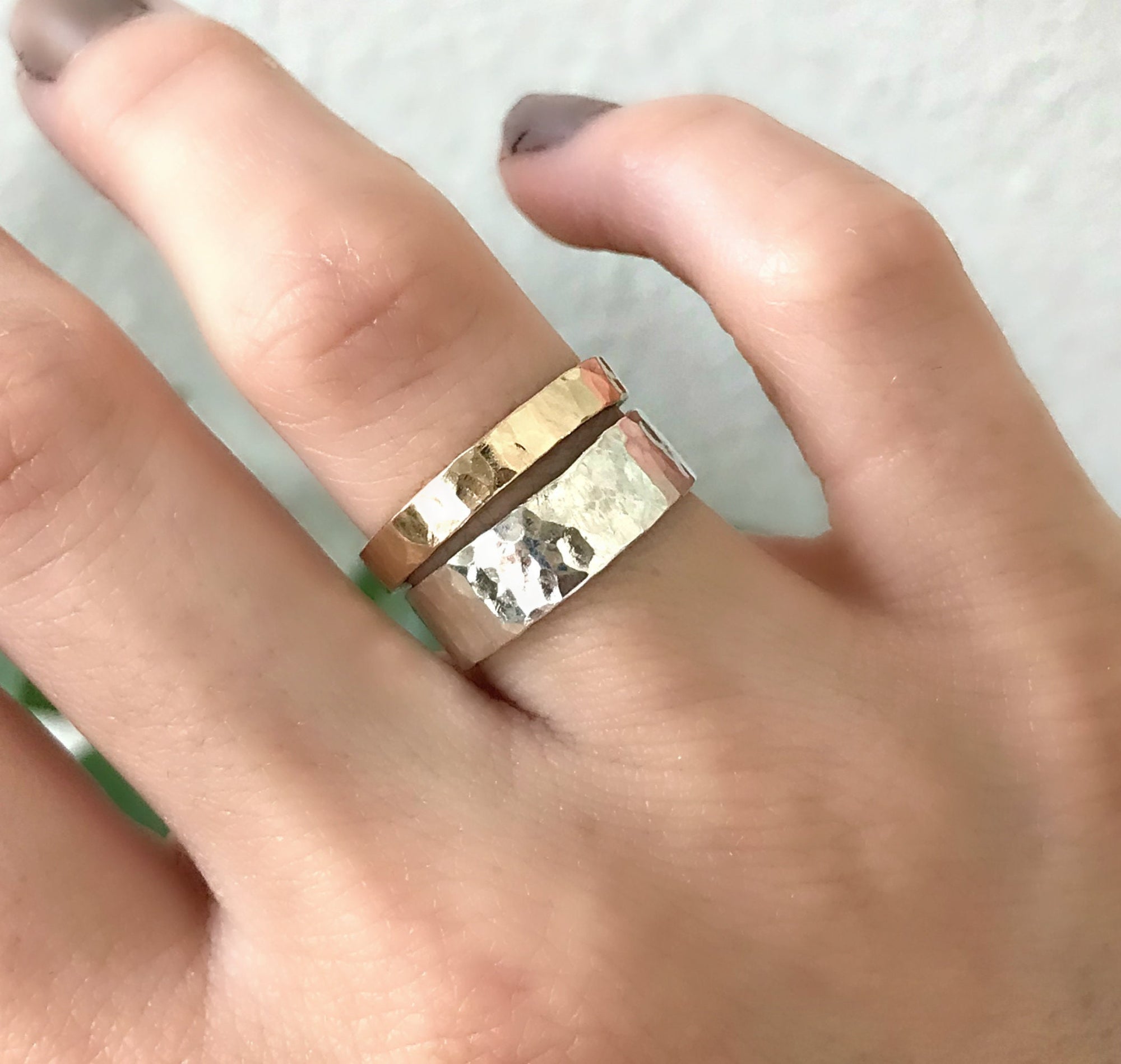 6mm Large Hammered Sterling Silver Band - Melt'm Jewelry