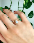 14k Gold Pear Cut Rainbow Moonstone Ring