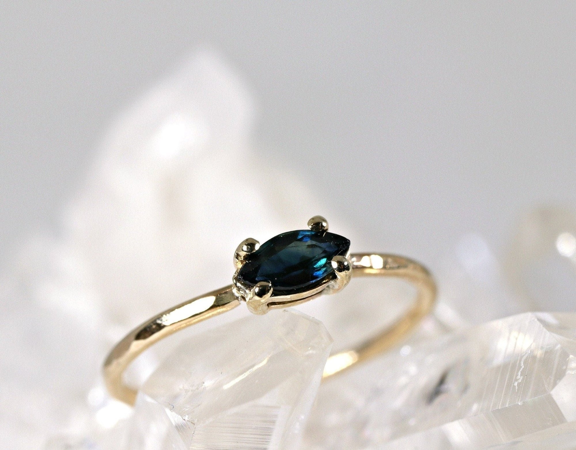 Marquise Cut Sapphire Engagement Ring, September Birthstone Ring - Melt'm Jewelry