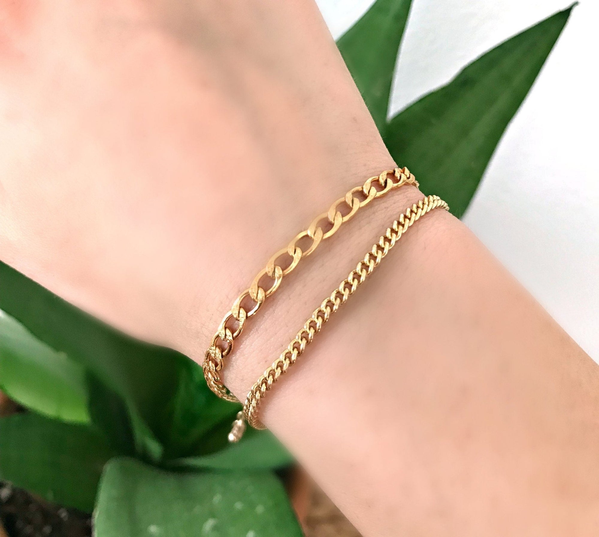 Thick Curb Chain Bracelet, Gold Filled or Sterling Silver - Melt'm Jewelry