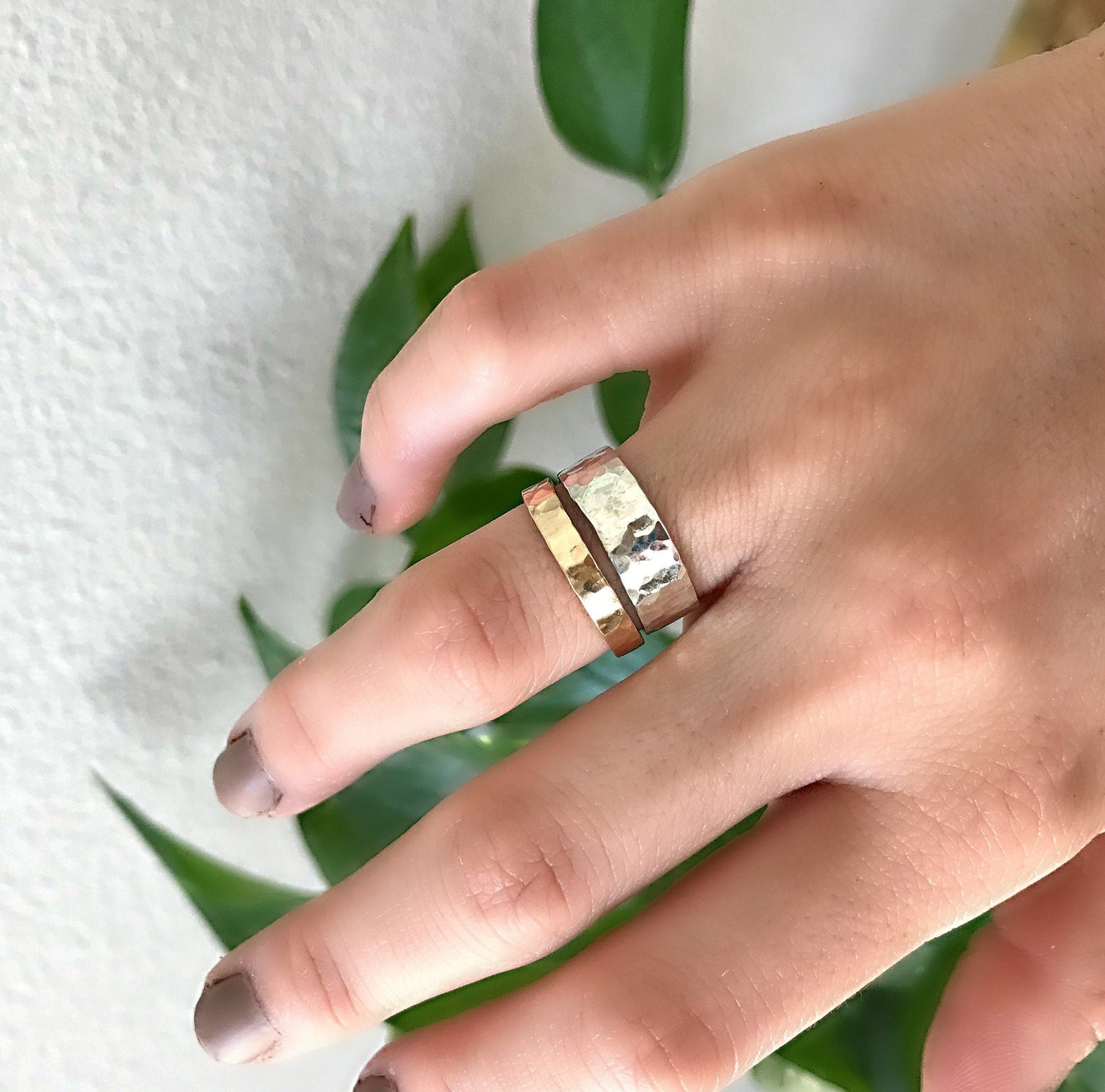 6mm Large Hammered Sterling Silver Band - Melt'm Jewelry