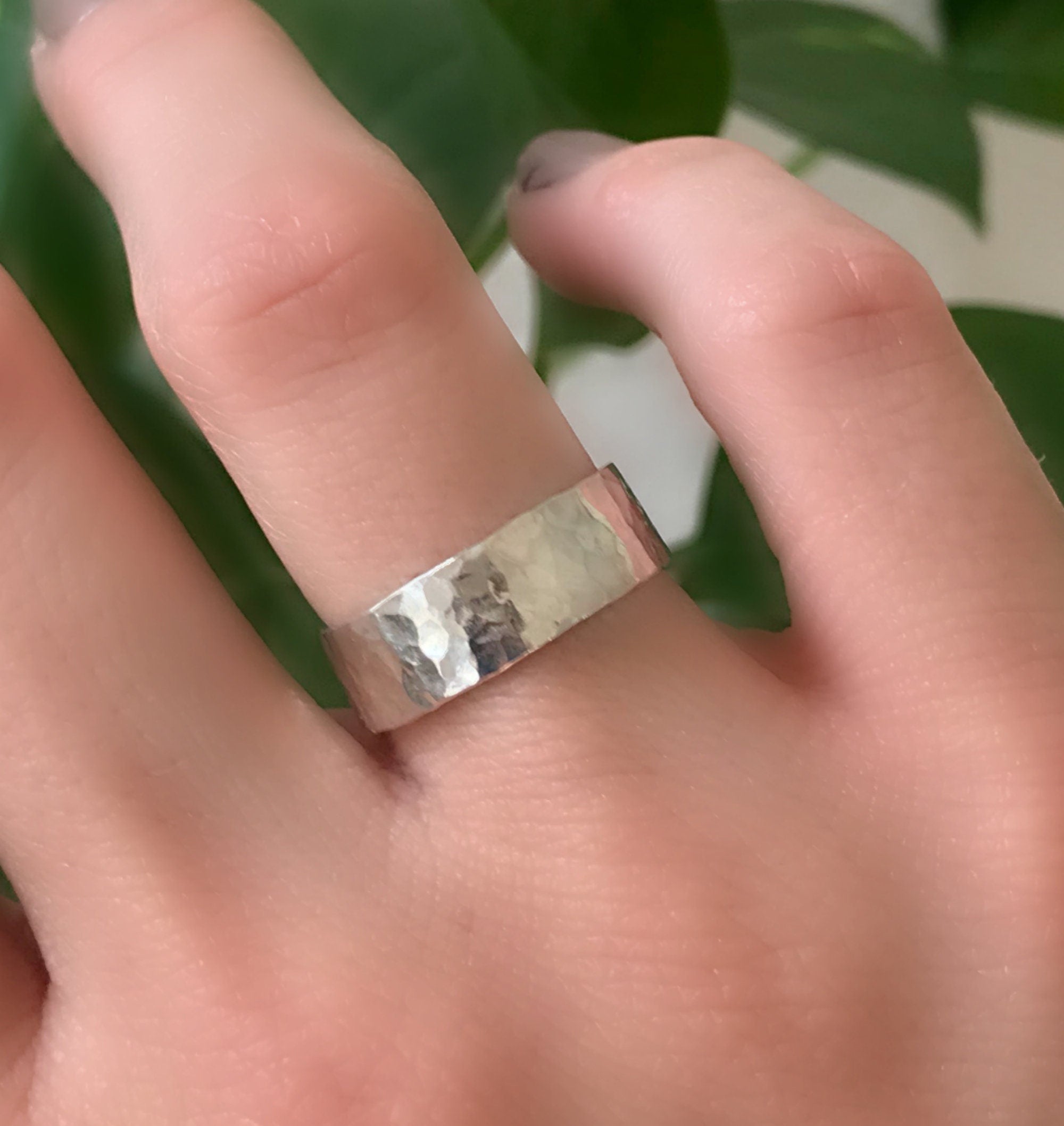 6mm Large Hammered Sterling Silver Band - Melt'm Jewelry