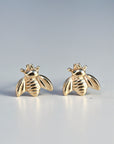 14k Gold Bee Stud Earrings