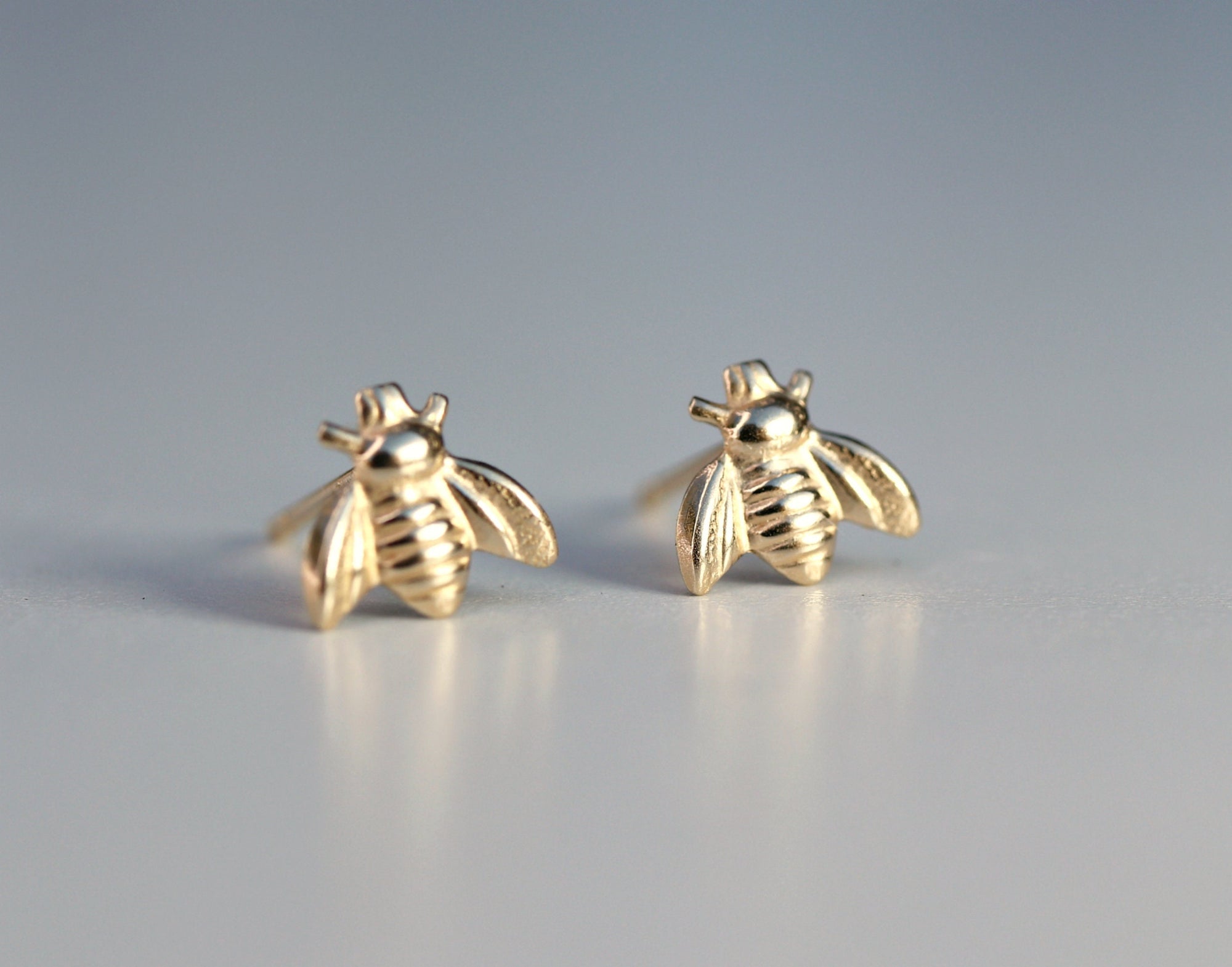 14k Gold Bee Stud Earrings