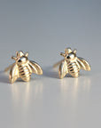 14k Gold Bee Stud Earrings