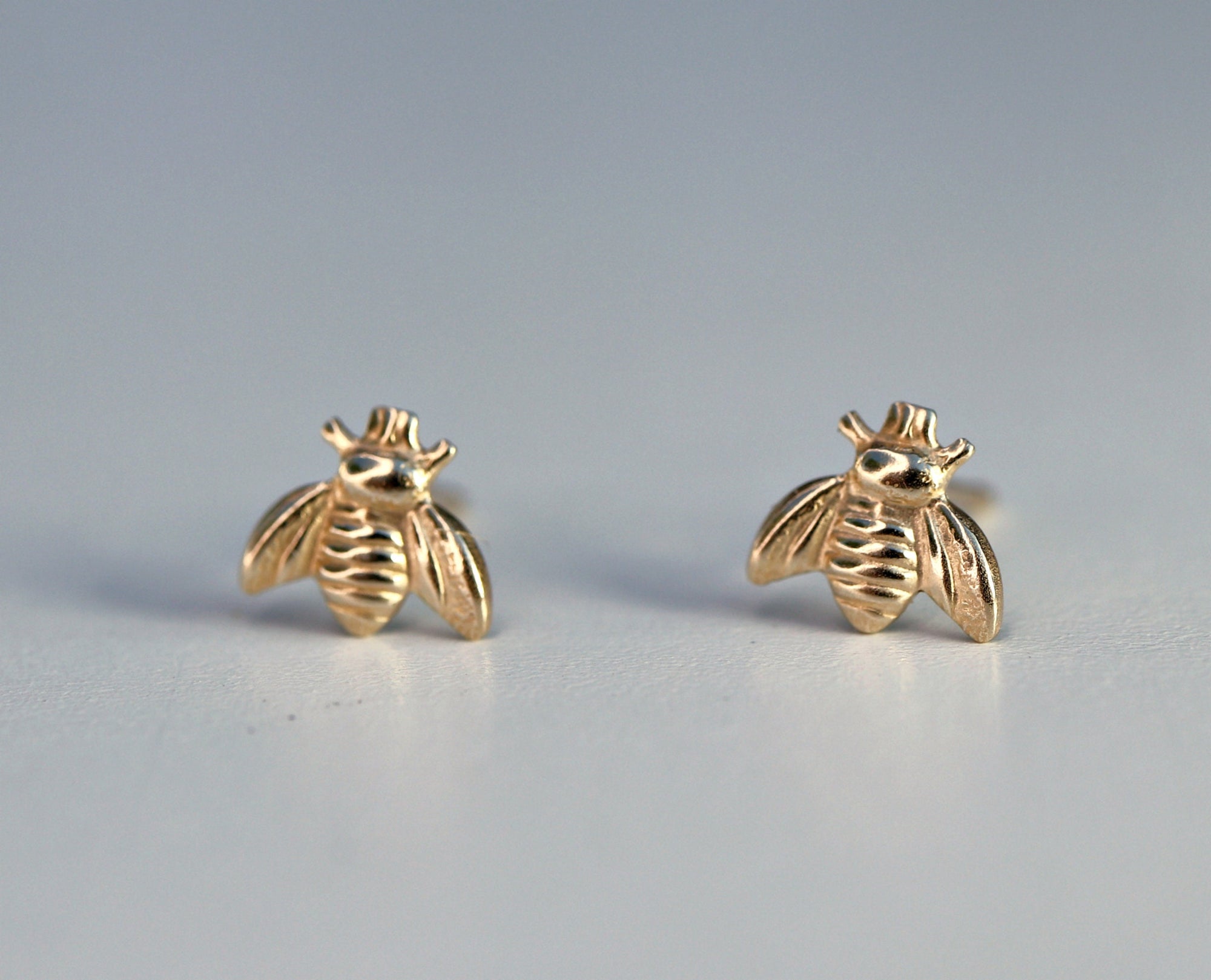 14k Gold Bee Stud Earrings